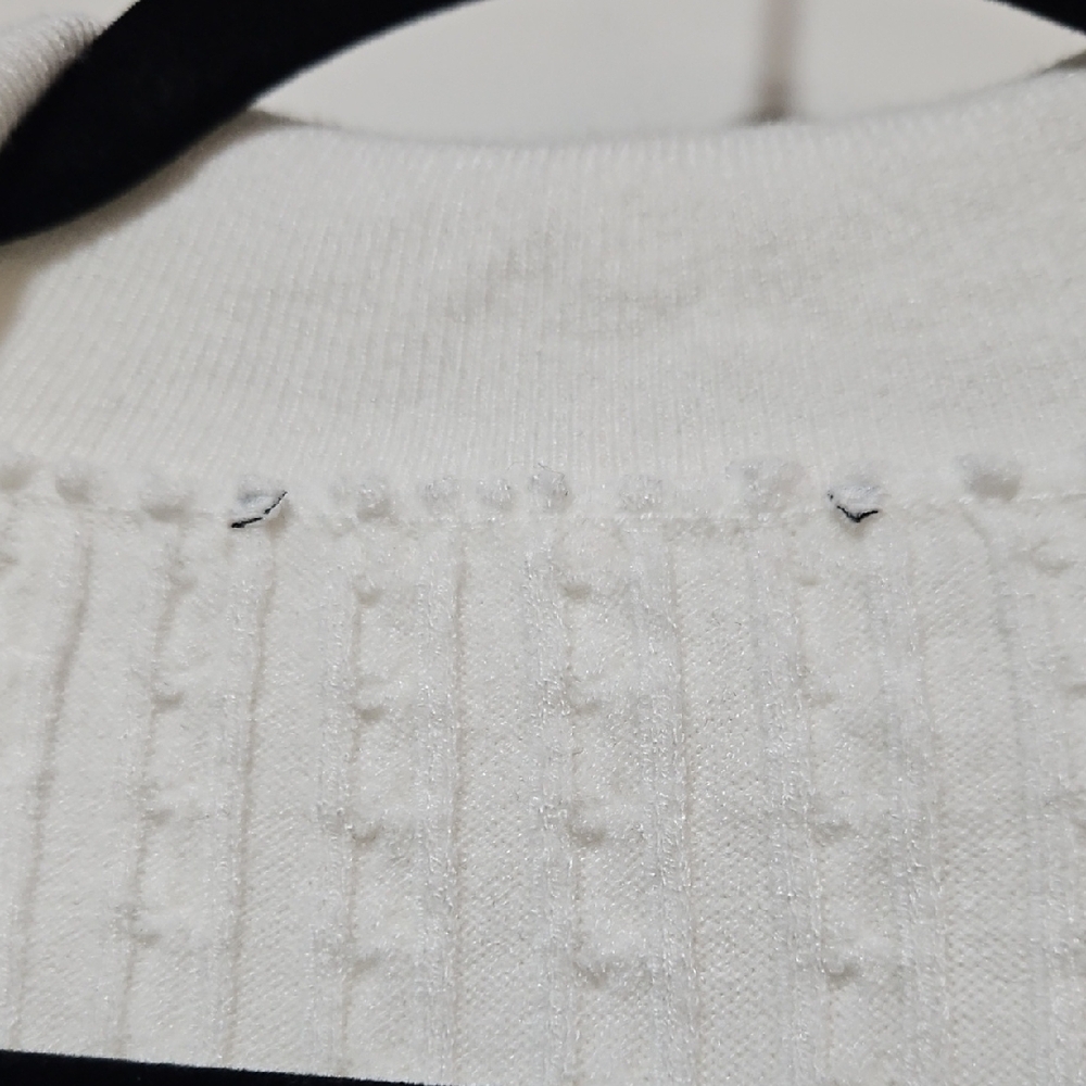 Vintage White Cable Knit Button Front Cardigan, Juniors Fit Large - Picture 2 of 6